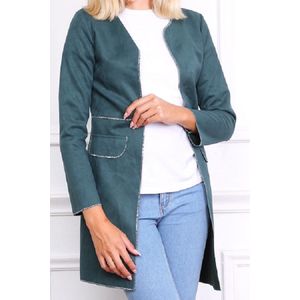 Lang daim vestje met glitters - groen - maat L (40)