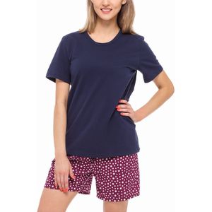 Merry Style MS-MS10-177-PJ Dames Pyjama - ronde hals - korte mouwen - korte broek zonder zakken - Katoen - Amarant/Grijs - S