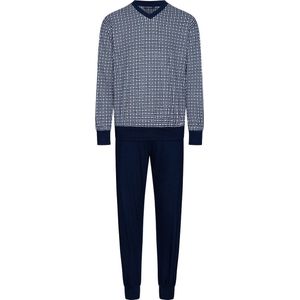Duurzame heren pyjama katoen - Blauw - Maat - XXL