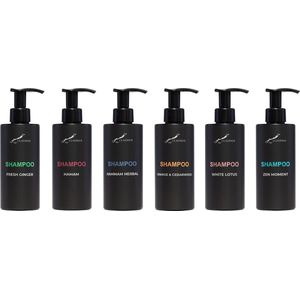 Shampoo Set - Fresh Ginger + Hamam + Hammam Herbal + Sweet Orange & Cedarwood + White Lotus en Zen Moment - Claudius Cosmetics - bodycare - luxe fles - set van 6 stuks - Cadeau - giftset voor hem en haar