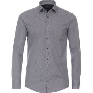 VENTI modern fit overhemd - jersey - blauw dessin - Strijkvriendelijk - Boordmaat: 38