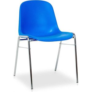 Kantinestoel Beta/P - Blauwe kuip - Chromen frame