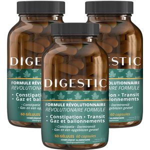 Digestic - Laxeermiddel voor verlichting van constipatie - Ontlasting Verzachter - 100% Natuurlijke Ingrediënten - 180 Capsules - Dikke Darm Detox Reiniging, Verlichting van Winderigheid en Gas, Zacht