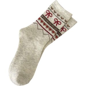 Herfst-/wintersokken - 2 paar - Kerstsokken - Met strikpatroon - Dikke, warme herfst-/wintersokken - Sokken - Kerst slouch sokken - Voeg toe aan de kerstsfeer - Geschikt als cadeau of persoonlijk gebruik