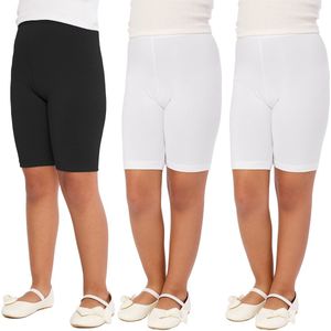 Merry Style 3 Pak Meisjes Leggings - Sport - Vrijetijdsbroek - Kort - Katoen - Sporbroek - Yogabroek – Zwart/Wit/Wit – 110 - MS-MS10-227-LE