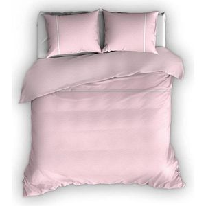 Romanette Duchesse flanel dekbedovertrek - Roze/wit - 1-persoons (140x200/220 cm + 1 sloop)