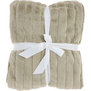 Unique Living Vent du Sud - bedsprei - fake fur bont - rib - taupe - 220x240cm