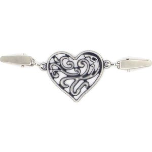 Fako Bijoux® - Vestsluiting - Vestclip - Sjaalspeld - Vestklem - Hart - Zilverkleurig