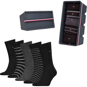 Tommy Hilfiger 5-Pack Heren Sokken Giftbox Stripes - Zwart - Maat 43-46