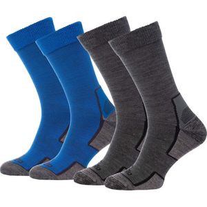 NOMAD® Warme Wandelsokken 2 pack | 43-46 | Blauw & Donkergrijs | Comfortabele wandelsok | Zacht, warm & Ademend