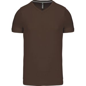 Chocolade T-shirt met V-hals merk Kariban maat 3XL