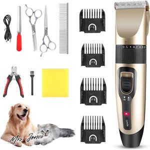 Mrs. Jones Professionele Waterdichte Tondeuse voor Honden - Draadloze Scheermachine voor Lang Haar - 12 Stuks - Huisdier Scheerapparaat voor Katten - Goud .