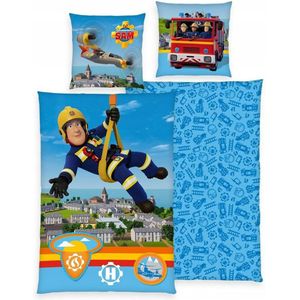 Dekbedovertrek - Blauw - Brandweerman Sam - 140x200 cm - Kussensloop 70x90 cm