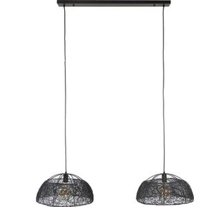 Hanglamp Artic Maze zwart | 2 lichts | Ø 45 cm | 125x45x150 cm | eettafel | modern industrieel design | verstelbare hoogte