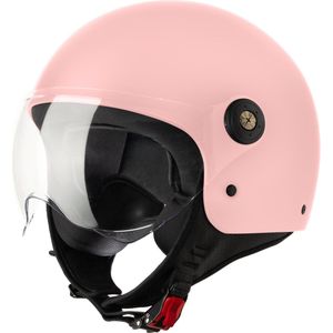 VINZ Duoro Jethelm met Vizier / Scooter Helm / Snorscooterhelm / Dames Helm - Roze