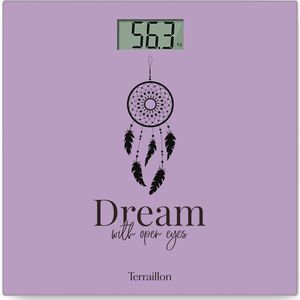 Compakte en Ultraplate Personenweegschaal met LCD-Display – 160 kg Capacititeit – 27 cm x 27 cm – Glasplaat in Paars