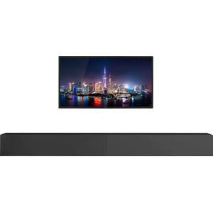 Zwevend Tv-meubel Tesla 276 cm breed in hoogglans grijs