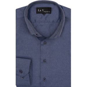 La V heren overhemd regular fit met strijkvrij blauwe jean S