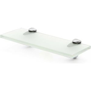 Glazen Planchet, mat glas badkamer wandplank - RVS Hangend veiligheidsglas muurbevestiging badkamerplank badkamerrekje. 200 x 100 mm gesatineerd glas - MultiStrobe