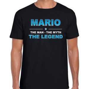 Naam cadeau Mario - The man, The myth the legend t-shirt  zwart voor heren - Cadeau shirt voor o.a verjaardag/ vaderdag/ pensioen/ geslaagd/ bedankt XL