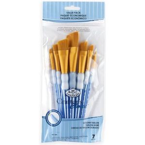 Schuine Kwastenset van Gouden Taklon - 7-delige Penselen