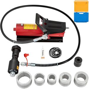 Hydraulische Pijp-Expander, 4,1-10,8 cm - 10000kg Voetpomp met 4 Mallen - Voor Koperen en Aluminium Buizen, Autoreparaties