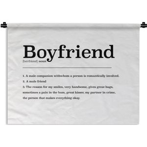 Wandkleed - Wanddoek - Woordenboek - Vriend definitie - Boyfriend - Spreuken - Quotes - 60x45 cm - Wandtapijt