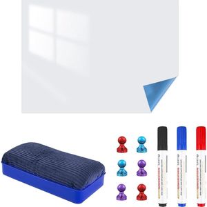 60 x 90 cm Magnetisch Whiteboard Zelfklevend - Inclusief 4 Stiften en Wissers - Magneetbord voor Koelkast - Droog Afwisbaar - Memo Maaltijdplanningen Notities Keukenlijst magneetbord 60x90