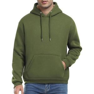 Casual Fleece Lined Hoodie voor Mannen - Warme Long Sleeve Thermal Pullover Winter Sweatshirt met Kap en Pockets