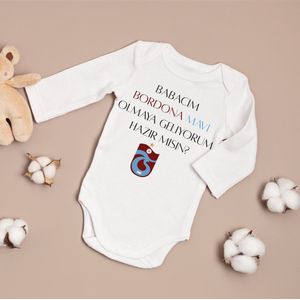 Baby romper met je favoriete turkse voetbalclubs Fenerbahce - Galatasaray - Besiktas - Trabzonspor - Maat 56 lange mouwen - Baby aankondiging