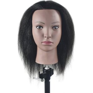 Afro Mannequin Hoofd 100% Echt Haar voor Kappers en Cosmetologie