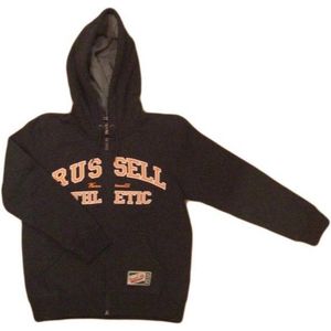 Russell Athletic Zip hooded tracksuit - Sporttrui - Kinderen - Maat 140 - Antraciet Grijs/Oranje