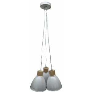 Metalen hanglamp - drie lampenkappen - wit - diameter per lampenkap 16.5 cm - plafondlamp