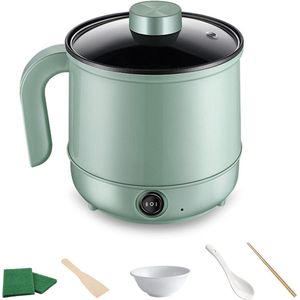 Mini elektrische pan met deksel 17 l - Elektrische hot-draagbare anti-aanbakpan - Handleiding na pot - Voor slaapzaal - Snel verwarmen op reis - Groen .