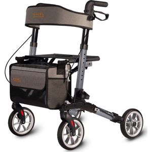 Excel 3-Motion Lichtgewicht en Opvouwbare Rollator - Compact opvouwbaar - Voor binnen en buiten - 8 kg - Met comfortzitting - Rugband - Afsluitbare tas - Stokhouder - Thunder Grey