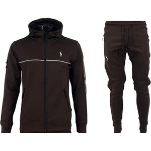 Hitman - Trainingspak Heren - Joggingpak Heren - Sportkleding Heren - Cadeau voor Man - Donker Bruin - Maat XXL