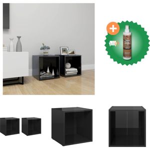 vidaXL Tv-meubelen 2 st 37x35x37 cm spaanplaat hoogglans zwart - Kast - Inclusief Houtreiniger en verfrisser