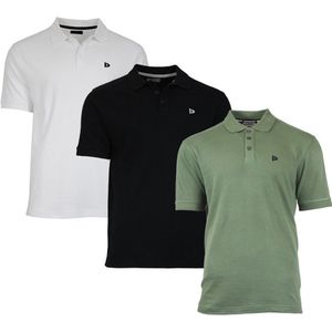 3-Pack Donnay - Polo (Noah) - Sportpolo - Heren - White/Black/Army green (404) - maat M