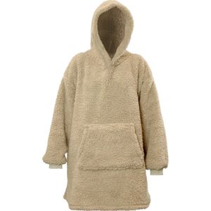 Hoodie - Oversized hoodie - Teddy Stof - Deken met Mouwen - Chateau Grijs - One Size - Super Zacht