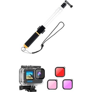 Pro Duik Set voor Gopro 13 12 11 10 9 - Duikbehuizing met Duikfilters - Diving Selfie stick - Duikgreep pro - Gopro Diving set - Diving set Pro - Freediving - watersport - Flowting Grip - Freediving - Gopro Hero Diving - Diving Case-GoPro 13