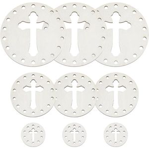 Houten Kruis voor Draad Ambachten - 3 Stuks in 3 Stijlen van Populier Multiplex - Snijden en Decoratie van Pasen - 49.5~150mm - Gat: 4.5~8mm