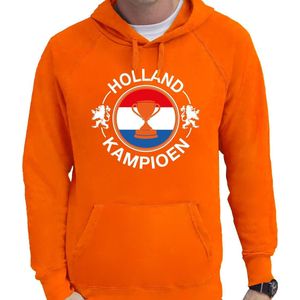 Oranje fan hoodie voor heren - Holland kampioen met beker - Holland / Nederland supporter - EK/ WK hooded sweater / outfit XL
