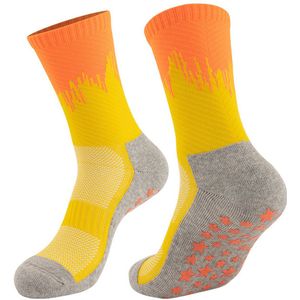 Heren sportsokken - gekamde katoenen sokken tot aan de kuit - vochtafvoerend, geurbestendig, geel-oranje + wit-blauw, 2-pack