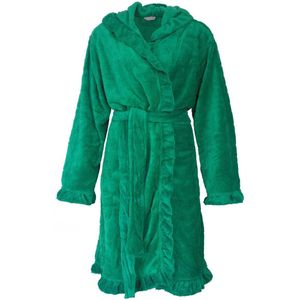 Tenderness Dames Badjas - Fleece - Capuchon - Groen - Maat S