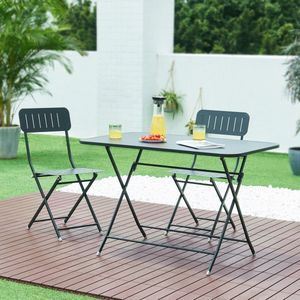 Klaptafel Sande tuintafel metaal vierkant 71x110x70 cm zwart [en.casa]