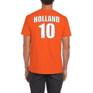 Oranje supporter t-shirt met rugnummer 10 - Holland / Nederland fan shirt voor heren S