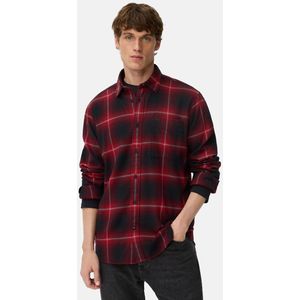 camel active fleXXXactive® Overhemd met lange mouwen van licht flanel - Maat menswear-M - Rood Zwart
