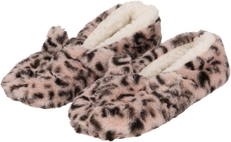 Apollo - Ballerina Sloffen - Roze - Luipaardprint - Pantoffels - Antislip Zool