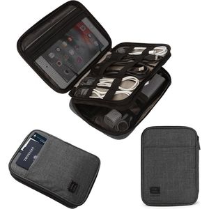 Elektronica tas dubbellaagse voor op reis voor kabels oplader adapter powerbank iPad Mini 79 inch tablet USB-sticks SD-kaarten zwart Eén maat Kabel organiser