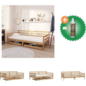 vidaXL Slaapbank met lades massief grenenhout honingbruin 90x200 cm - Bed - Inclusief Houtreiniger en verfrisser